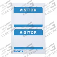 ID Badge: Visitor, Paper, Blue, 2 1/2 in Card Ht, 3 1/2 in Card Wd, 600 PK (MPN BAU 67630). Key specifications — attr1085229: White/Blue; attr1126094: Blue.
