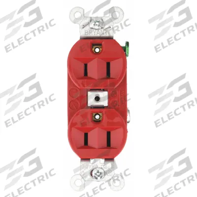 BRYANT Receptacle: Duplex, 5-15, Red, 125V AC, 15 A, 2 Pole / 3 Wire (MPN 5262BRED) - General Purpose Receptacles