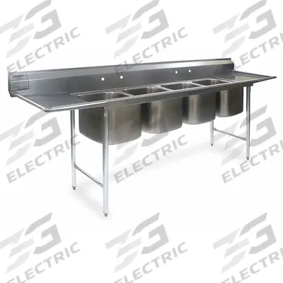 EAGLE GROUP Kitchen Sink: 4 Bowls, 44 in Overall Ht, 107 3/4 in Overall Lg - Four-Bowl Freestanding Kitchen & Bar Sinks without Faucets