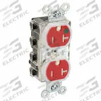 HUBBELL Snapconnect receptacle: Hospital Grade, Duplex, 5-20R, Red, 125V AC, 20 A, 2 Pole / 3 Wire (MPN SNAP8300RLTR)