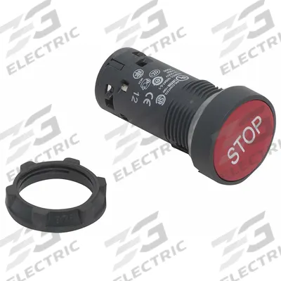 SCHNEIDER Flush Push Button: Red, 22 mm Mounting Size, Non-Metallic - Flush-Mount & Recessed Push-Button Operators