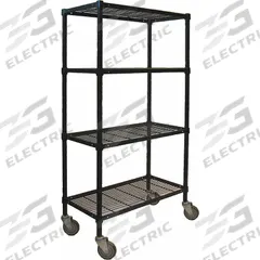APPROVED VENDOR Wire Shelving Unit: 60 in x 24 in x 70 in, Dry, Split Sleeve, 4 Shelves, (4) Swivel (MPN 2HDK6). Key specifications — attr15738: Black; attr14157: Powder Coated; attr14150: Dry; attr14159: Square; attr5304: 4; attr14155: (4) Swivel; attr14158: Steel; attr14156: Polyurethane.