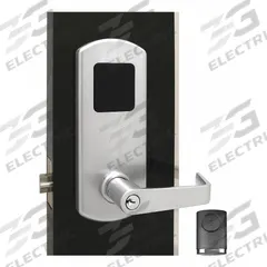 TOWNSTEEL Electronic Keyless Lock: RFID, ADA Compliant, Chrome (MPN FCE-4020-RFID-IC-S-626). Key specifications — Product Type: Electronic Keyless Lock; Manufacturer Part Number: FCE-4020-RFID-IC-S-626; Access Method: RFID; Key Override Options: Interchangeable Core; Lever Style: Clutch.