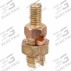 Grounding Split Bolt Connector with Stud: Leaded Bronze Alloy, 1 Grounding Wires (MPN K2C22B1). Key specifications — Brand: BURNDY; Grounding Wire Size: 10 to 2 AWG SOL; Material: Bronze; Series: K2C; Thread Size: 3/8"-16; Manufacturer Part Number: K2C22B1.