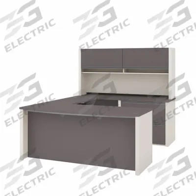 BESTAR U-Shaped Office Desk: Sandstone/Slate, 71 1/8 in Overall Wd - Connexion Series