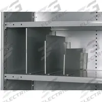HALLOWELL Divider: 24 in x 12 in, ESD Conductive, Steel, Powder Coated, Gray (MPN 5240-2412-12HG). Key specifications — Brand: HALLOWELL; ESD Conductive: Yes; Finish: Powder Coated; Color: Gray; Includes: Fasteners; Material: Steel.
