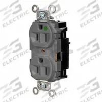 HUBBELL Receptacle: Hospital Grade, Duplex, 5-15R, Gray, 125V AC, 15 A, 2 Pole / 3 Wire (MPN HBL8200STGY)
