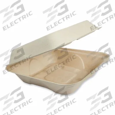 WORLD CENTRIC Carry-Out Food Container: Tan, Hinged Lid Container Container, 1 Compartments - Hinged-Lid Molded Fiber Containers