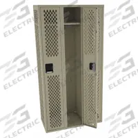 TENNSCO Wardrobe Locker: 36 in x 18 in x 72 in, Ventilated, 1 Tiers, 3 Units Wide, Padlock Hasp, Tan (MPN VSL-121872-CSND). Key specifications — Brand: TENNSCO; Locker Color: Tan; Door Type: Ventilated; Locker Material: Steel; Assembled: Assembled; Number Plate Included: Yes.