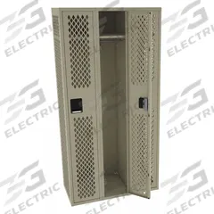 TENNSCO Wardrobe Locker: 36 in x 18 in x 72 in, Ventilated, 1 Tiers, 3 Units Wide, Padlock Hasp, Tan (MPN VSL-121872-CSND). Key specifications — Brand: TENNSCO; Locker Color: Tan; Door Type: Ventilated; Locker Material: Steel; Assembled: Assembled; Number Plate Included: Yes.