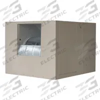 MASTERCOOL Ducted Evaporative Cooler: 2,200 sq ft, 34 5/8 in x 42 in x 52 in, 12 in Pad Thick (MPN 2YAE7-2HTL2-3X275). Key specifications — Brand: MASTERCOOL; Evaporative Cooler Voltage: 115V AC; Includes Drive Package: Drive Package Included; Drive Package Installation: Assembly Required.