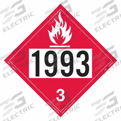 LABELMASTER Flammable Liquid Placard: 1993, 10 3/4 in x 10 3/4 in, 10 3/4 in Label Ht - Class 3: Flammable Liquids