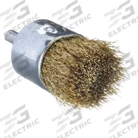 WEILER End Brush: Crimped Brass, 1 in Dia, 0.012 in Fill Dia, 1/4 in Shank (MPN 93804). Key specifications — Brand: WEILER.