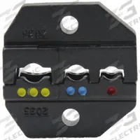 PALADIN Upper and Lower Crimping Die: For Use With EK50ML, Insulated Terminals/Lugs, CrimpALL® (MPN PA2035). Key specifications — attr511072: Insulated Terminals; attr473934: PALADIN; attr511065: CrimpALL®; attr511069: Red; attr542116: 6 to 4/2.5 to 1.5/0.34 to 0.75 mm2; attr511067: EK50ML.