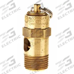 CONRADER Safety Valve: Soft Seat, 3/8 in (M)NPT Inlet (In.), 250 psi Preset Setting (PSI), Brass (MPN SRV250-3/8-CE-250). Key specifications — attr291993: Soft Seat; attr291998: Brass; attr292007: Silicone; attr292009: Brass; attr294753: CONRADER.