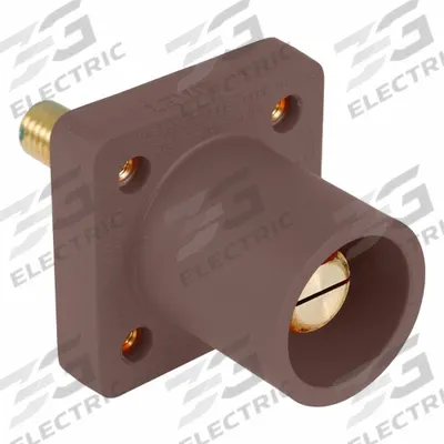 LEVITON Single Pole Receptacle: Brown, Straight Taper Nose Mating, Threaded Stud Termination - Receptacles with Threaded Stud Terminations