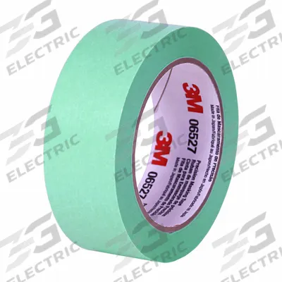 3M ABRASIVES Masking Tape: Precision Masking, Green, 1 1/2 in Roll Wd - Colored Masking Tape