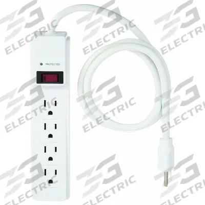 APPROVED VENDOR Outlet Strip: 4 Outlets, 4 ft Cord Lg, 1,050 J Rated Energy, 15 A Current - General Purpose Surge Protectors