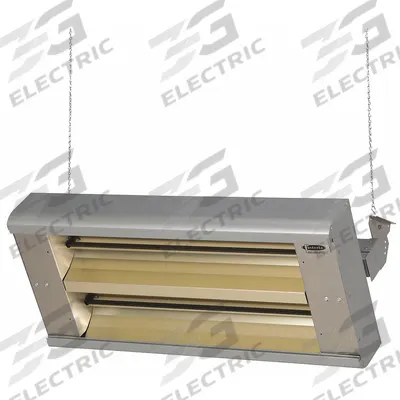 FOSTORIA Electric Infrared Heater: 5000W Watt Output, 208V AC, 1 Phase, Hardwired - Indoor/Outdoor Suspended Infrared Radiant Electric Ceiling Heaters