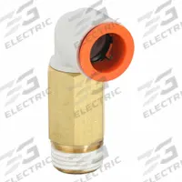 SMC Push-Fit Elbow Fitting: 1/2 in OD x 3/8 in Pipe Size, Push-to-Connect x MNPT, Brass, White (MPN KQ2W13-36AS). Key specifications — Brand: SMC; Thread Size A: 3/8".