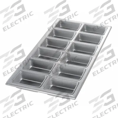 CHICAGO METALLIC Mini Loaf Pan: Aluminized Steel, 12 Slots, 9 7/8 in Overall Wd - Bread & Loaf Pans