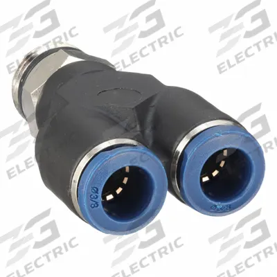 AIGNEP USA Push-Fit Wye Fitting: 1/2 in OD x 1/2 in OD Size - Nylon & Nickel-Plated Brass Tube Fittings