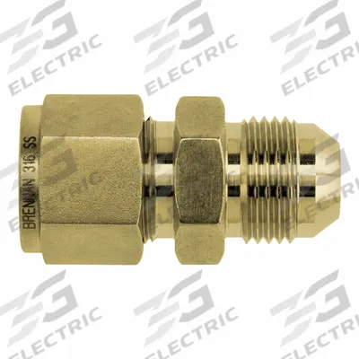 BRENNAN INDUSTRIES Compression Fitting Union: 1/2 in OD x 1/2 in OD Size, Tube x Flared - Clean & Bagged Double-Ferrule Brass Compression Fittings