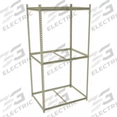 TENNSCO Boltless Shelving: Starter, Medium-Duty, 42 in x 30 in, 84 in Overall Ht, 4 Shelves, Open (MPN ZKMS-423084). Key specifications — Finish: Powder Coated; Maximum Post Load Capacity: 8,000 lb with Beams Evenly Spaced at 24 in; Decking Material: None; Color: Sand; Beam Profile: Z-Beam; Brand: TENNSCO; Side Panel: Open.
