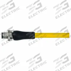 Cordset: M12 Male Straight X Bare Wire, 4 Pins, Yellow, TPE, 10 m Cable Lg, 12 A Max Current (A) (MPN 7700-P4101-U0N1000). Key specifications — Cable Jacket Color: Yellow; End 1 Gender: Male; End 1 Mounting Orientation: Straight; End 2 Connection Type: Bare Wire; IP Rating: IP65; Brand: MURRELEKTRONIK; Wire Size: 14 AWG; Cable Jacket Material: TPE.