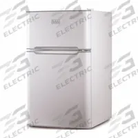 BLACK & DECKER Refrigerator: White, 3.1 cu ft Total Capacity, 2 Shelves, Energy Star Certified (MPN BCRDK32W). Key specifications — Includes Ice Maker: No; Color: White; Defrost: Manual; Energy Star Certified: Yes; Brand: BLACK & DECKER.