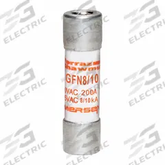 MERSEN Fuse: GFN Series, Midget, Time-Delay, 800 mA, 250 V AC, 13/32 in x 1 1/2 in, Indicating (MPN GFN8/10). Key specifications — Series: GFN; Brand: MERSEN.