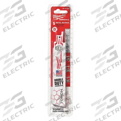 MILWAUKEE Reciprocating Saw Blade: 18 Teeth per Inch, 6 in Blade Lg, 0.19 in Blade Thick - Thin-Metal-Cutting Blades