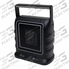 MR HEATER Portable Electric Heater: 1500W, Adj Thermostat/Fold Down Handle/Overheat Protection (MPN MHBE150FAT). Key specifications — Wattage Output: 1500W; Number of Heat Settings: 2; Housing Color: Black; Overall Dimensions - H x W x D: 13-13/16 in x 10-3/8 in x 6-1/8 in; Heating Capacity: 5118 BtuH; Safety Tip-Over Switch Included: Yes; Brand: MR HEATER.