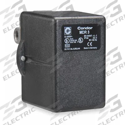 CONDOR USA, INC Pressure Switch: Std, 45 psi – 160 psi, (3) 1/4" FNPT/3/8" FNPT - General Purpose Pressure Switches for Air & Water