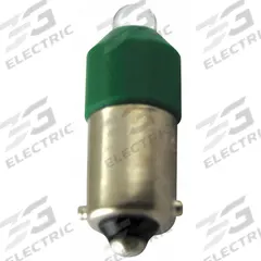 EATON Compact LED Bulb: LED, Miniature Bayonet (BA9s), (T) Tubular, T3-1/4, 60V AC/DC, 0.63 W Watt (MPN E22LED060GN). Key specifications — Light Color: Green; Voltage: 60V AC/DC; Brand: EATON; Bulb Shape: T3-1/4.