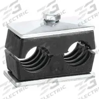 BEHRINGER PIPE SYSTEMS Vibration-Dampening Beta Clamp: Ribbed Bore, Steel Clamp, For 2 Lines (MPN TW41050-PP)
