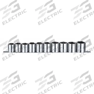 WESTWARD Socket Set: 1/2 in Drive, 10 Piece, 6-Point, Metric - SAE & Metric Socket Sets