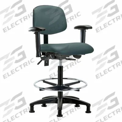 APPROVED VENDOR Ergonomic Chair: Vinyl, Arms Included, Ht Range 25 in to 34 1/2 in, 18 1/2 in Seat Wd - Vinyl Lab Chairs