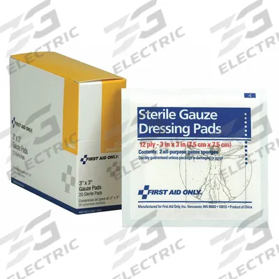 FIRST AID ONLY Gauze Pad: 3 in Dressing Lg, 3 in Dressing Wd, Gauze, Sterile - Gauze Pads