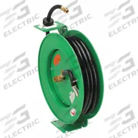 Spring Return Hose Reel: 50 ft (1/2 in I.D.), 1/2 in MNPT, 300 psi Max Op Pressure, Brass, Green (MPN 2CUA9). Key specifications — Reel Color: Green; Hose Capacity: 50 ft (1/2 in I.D.); Overall Dimensions: 19-5/16 in L x 7 in W x 22-1/2 in H; Swivel Material: Brass; Hose End Configuration: 1/2 in MNPT; Brand: SPEEDAIRE.