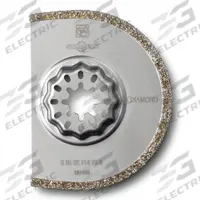 FEIN Oscillating Scraper Blade: 3 in Blade Wd, 3 in Blade Lg, Diamond Grit, Starlock Connection (MPN 63502114210). Key specifications — attr1097676: FEIN; attr1097658: Diamond Grit; attr1097655: Rounded.