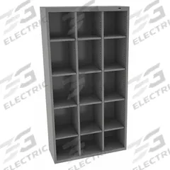TENNSCO Cubby Cabinet: 34 1/2 in x 13 1/2 in x 66 in, 15 Compartments, 10 1/4 in x 13 1/2 in x 66 in (MPN CC-66MG). Key specifications — Material: Steel; Brand: TENNSCO; Color: Medium Gray.
