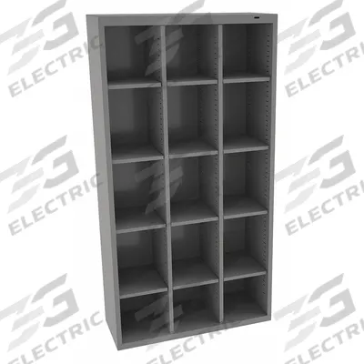 TENNSCO Cubby Cabinet: 34 1/2 in x 13 1/2 in x 66 in, 15 Compartments - Adjustable-Height Compartmented Shelving
