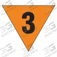 LABELMASTER Fire Division Symbol Placard: 3, 12 in, 12 in Label Wd, Adhesive Dura-Vinyl, Placard (MPN HMPG125XV). Key specifications — Material: Adhesive Dura-Vinyl; Brand: LABELMASTER; Message: 3.