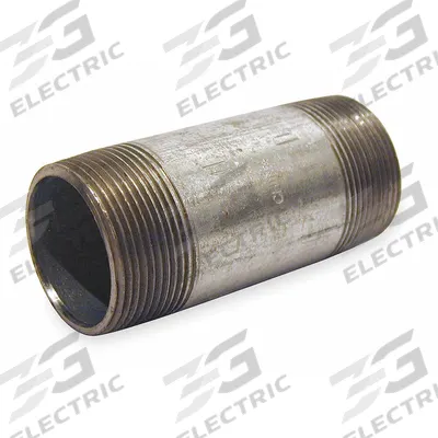 BECK Pipe Nipple: 3 in Nominal Pipe Size, 6 1/2 in Lg, Schedule 40, Galvanized Steel - Schedule 40 Threaded on Both Ends Pipe & Pipe Nipples