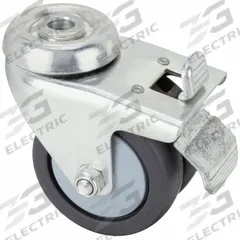 APPROVED VENDOR Bolt-Hole Caster: Swivel, Total Lock, Rubber, 3 in Wheel Dia., 7/8 in Wheel Wd, Gray (MPN P9S-RP030K-H-TB). Key specifications — attr1111490: APPROVED VENDOR; attr1176865: Swivel with Total Lock.