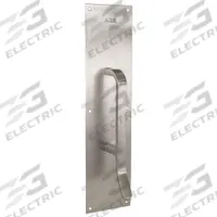 TRIMCO Door Pull Plate: 3 1/2 in Wd, 15 in Ht, Stainless Steel (MPN 1035-2.710CU). Key specifications — Color: Gray; Material: Copper Alloy; Operation Type: Hand Pull; Brand: TRIMCO.