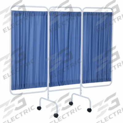 R&B WIRE PRODUCTS Privacy Screen: 3 Panels, Fabric, Blue - Rolling Privacy Screens