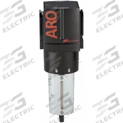 ARO Compressed Air Filter: Particulate, 3/4 in NPT, 5 micron, 288 cfm, 250 psi Max Op Pressure, 3000 (MPN F35451-410). Key specifications — attr110055: 3000; attr110008: ARO.