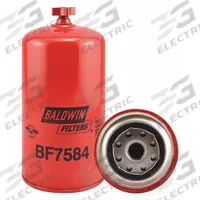 BALDWIN FILTERS Fuel Filter: Spin-On, 4 1/4 in Outside Dia, 7/8"-14 Thread Size, Cellulose, Navistar (MPN BF7584). Key specifications — attr1137520: BF7584; attr434022: BALDWIN FILTERS; attr427730: Cellulose; attr427731: Integral Post Seal; attr1017112: Buses; attr1017113: Navistar.